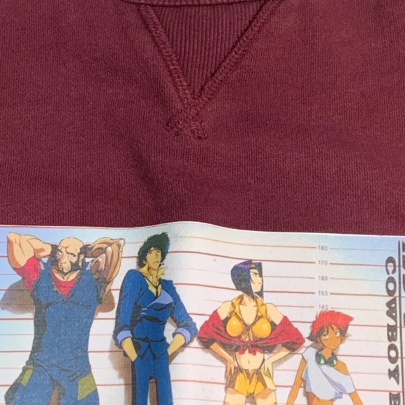 Men's Cowboy Bebop on Frank & Oak Sweatshirt in Burgundy Size Large - Picture 3 of 4
